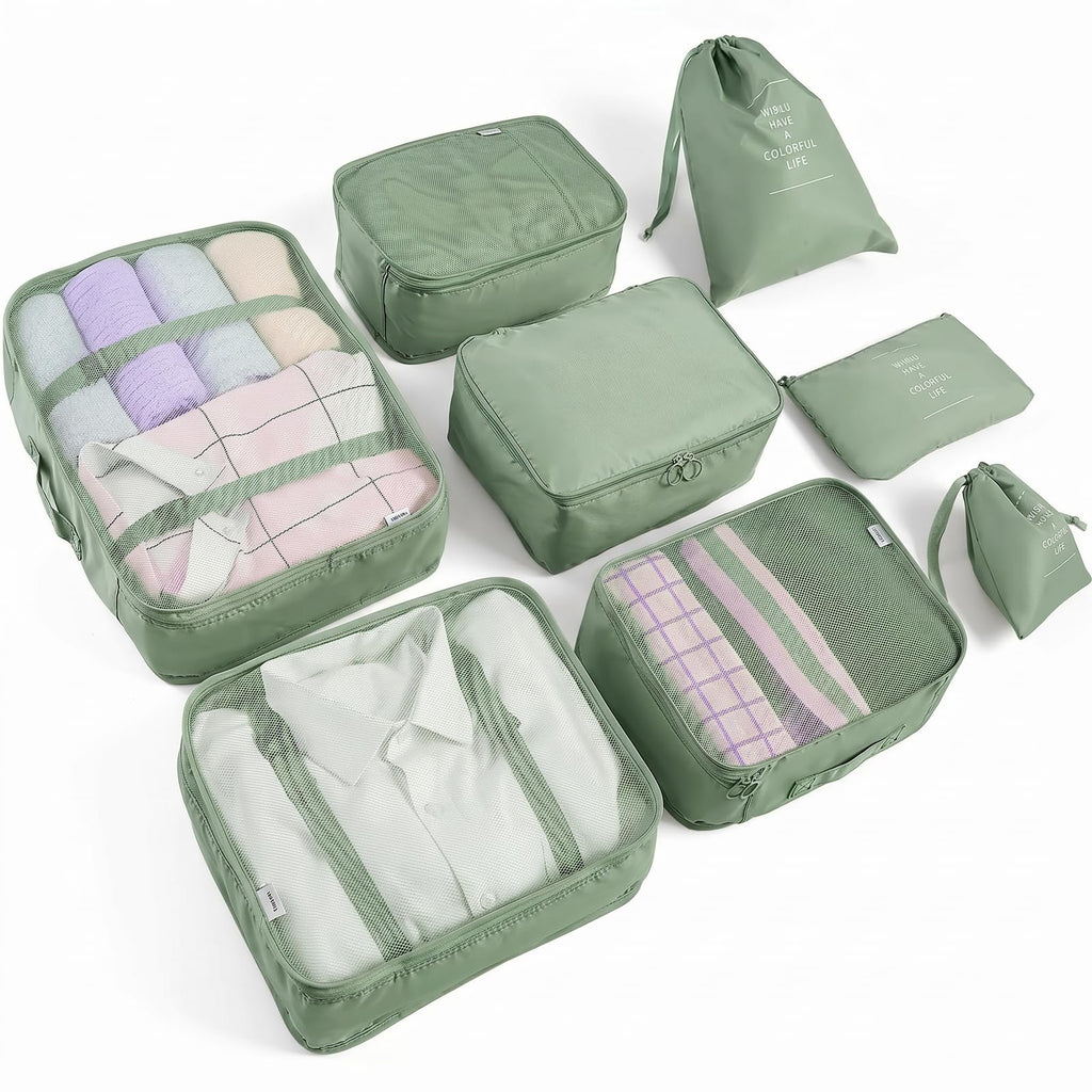 LANSKLBD 6/8 Set Packing Cubes for Suitcases Travel Luggage Packing Organizers,Travel Accessories Essentials Luggage Organizer with Shoe/Tioletry/Laundry Bag (Beige, 6 set)