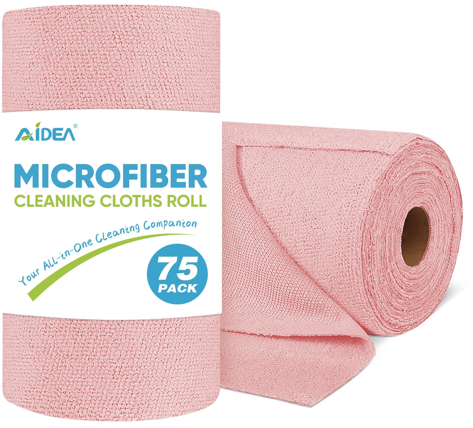 AIDEA Microfiber Cleaning Cloth Roll-50PK, Paper Towels Reusable 11.5×11.5" | Tear Away Towels, Washable Shop Rags, Microfiber Towels for Cars, Lint Free Rags for House, Kitchen, Window, Grey