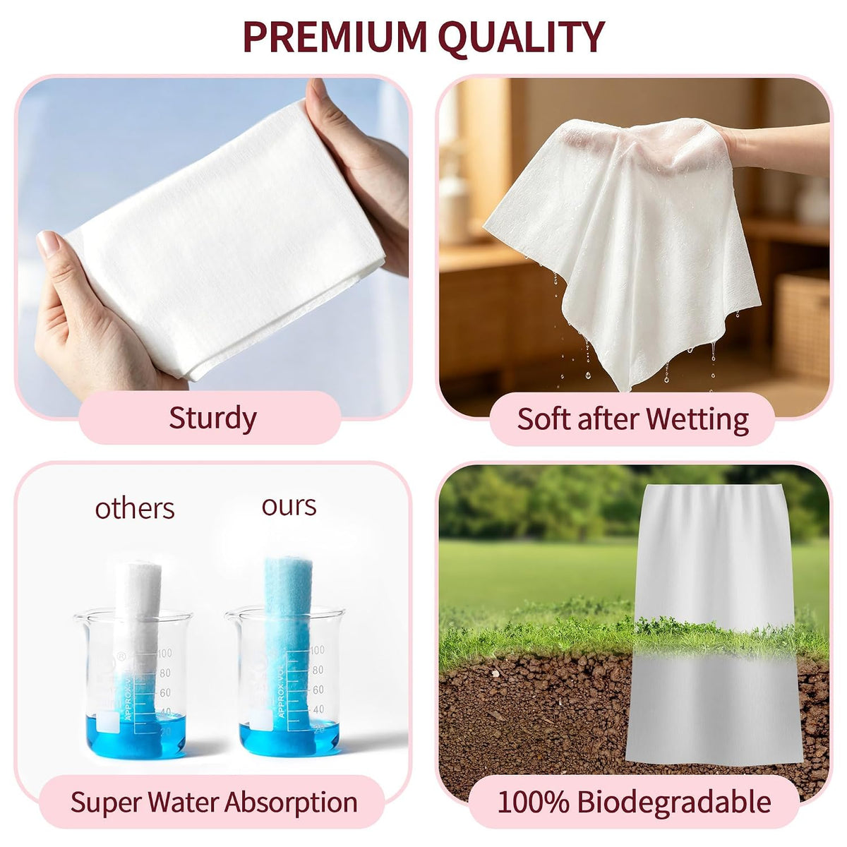 Disposable Face Towels for All Skin, 800 Count (Pack of 10) | Soft & Absorbent Face Towels, Biodegradable Facial Towels for Sensitive Skin, Face Cleansing, Skincare and Makeup Remover
