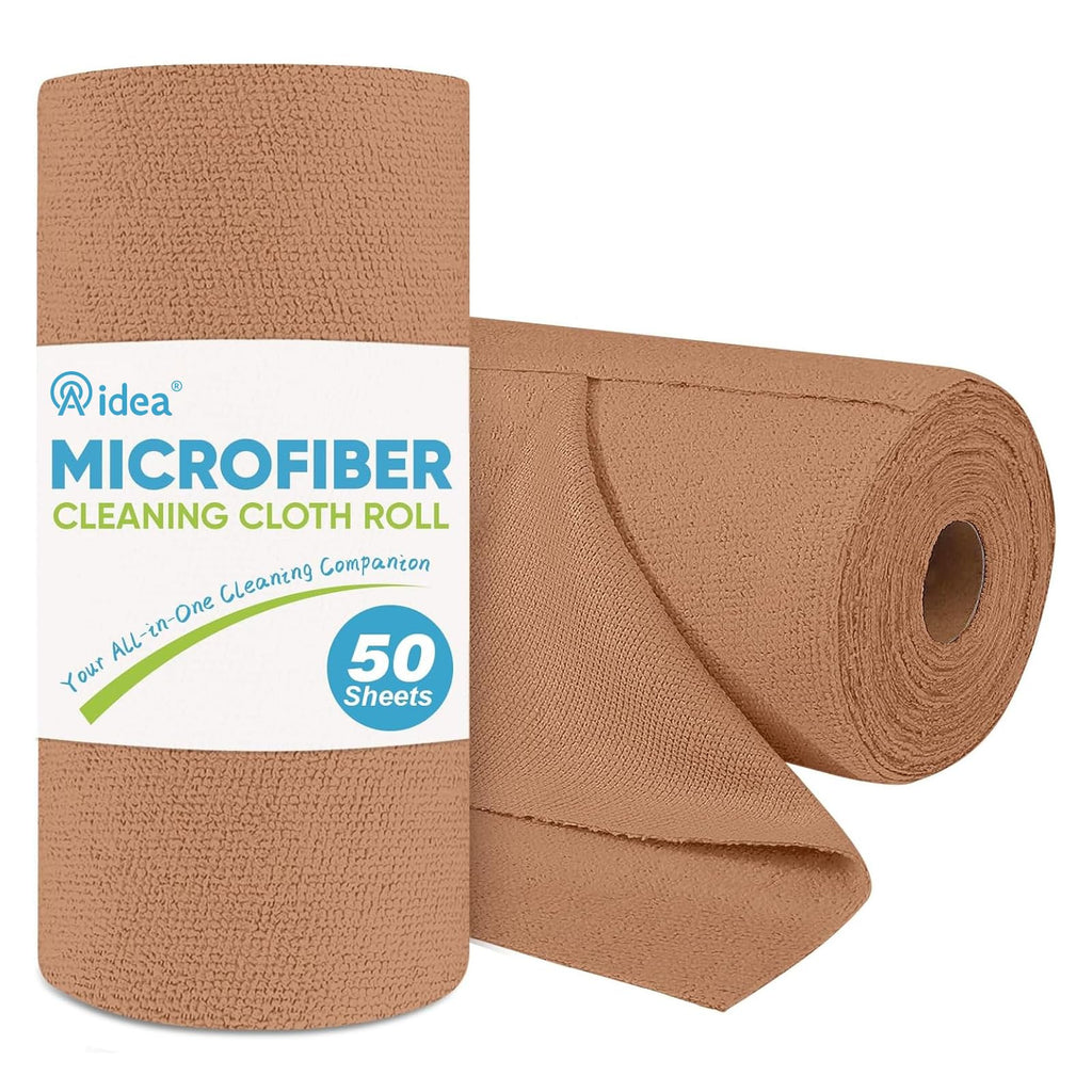 AIDEA Microfiber Cleaning Cloth Roll-50PK, Paper Towels Reusable 11.5×11.5" | Tear Away Towels, Washable Shop Rags, Microfiber Towels for Cars, Lint Free Rags for House, Kitchen, Window, Grey