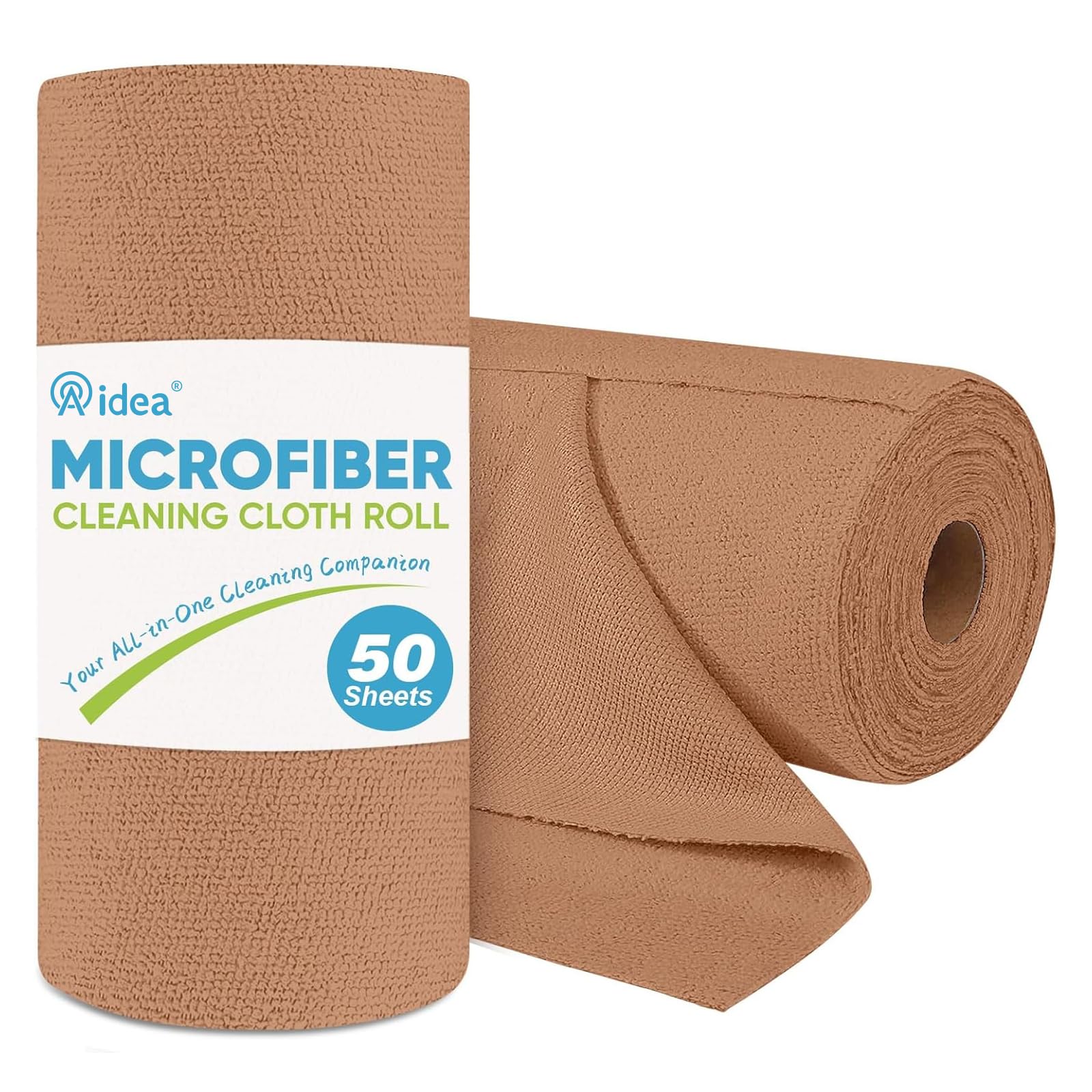 AIDEA Microfiber Cleaning Cloth Roll-50PK, Paper Towels Reusable 11.5×11.5" | Tear Away Towels, Washable Shop Rags, Microfiber Towels for Cars, Lint Free Rags for House, Kitchen, Window, Grey