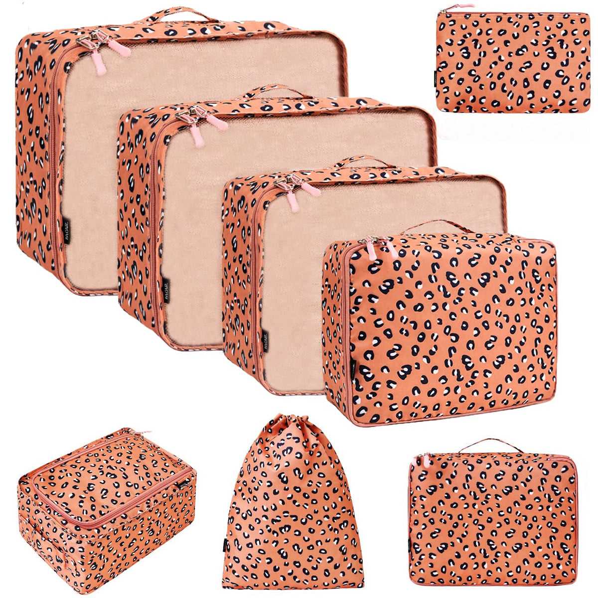 BAGAIL 8 Set Packing Cubes Luggage Packing Organizers for Travel Accessories-Blush Pink