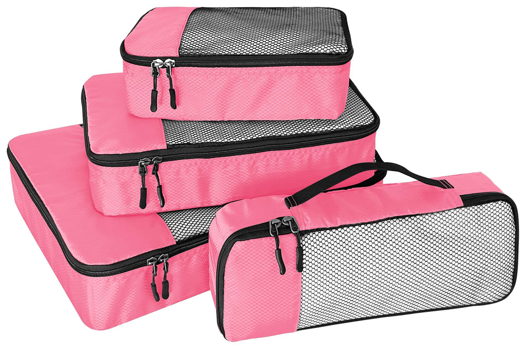 WTREE 4-Piece Packing Cubes Travel Accessories Set for Suitcases - Luggage Organizer Bags with Double Zipper - Mesh Top - Small/Medium/Large/Slim - Grey