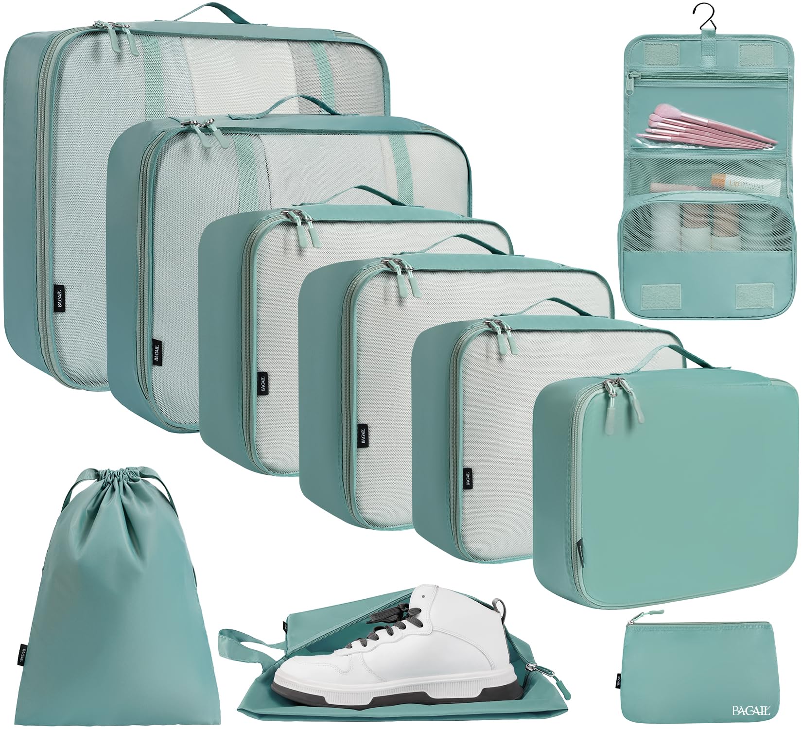 BAGAIL 6 Set/8 Set/10 Set Packing Cubes Various Sizes Packing Organizer for Travel Accessories Luggage Carry On Suitcase