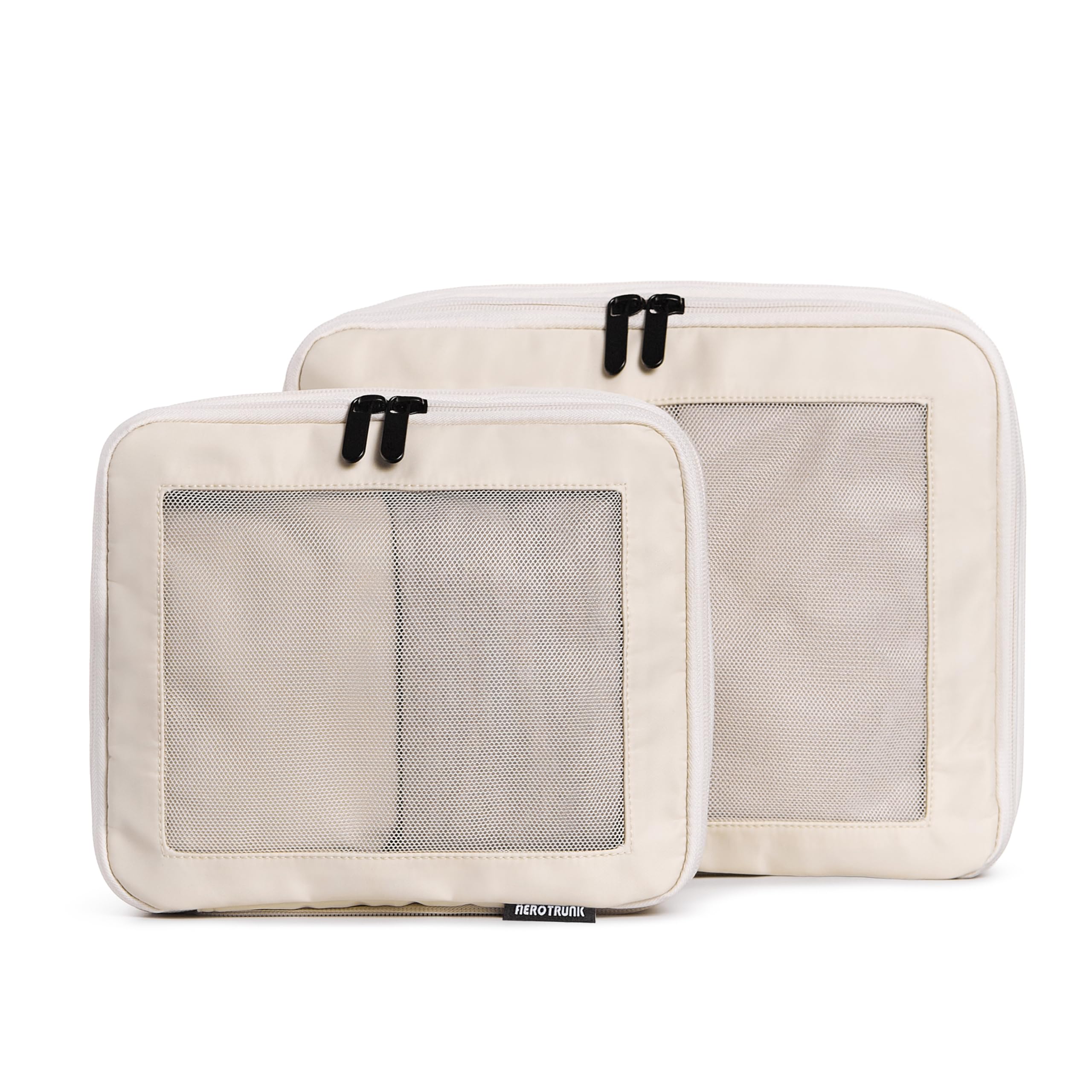 Compression Packing Cubes for Travel, 6-Pack, Beige | Solves overpacking, 6-Piece set fits most suitcases, 50% Space savings, Compression luggage organizer bags