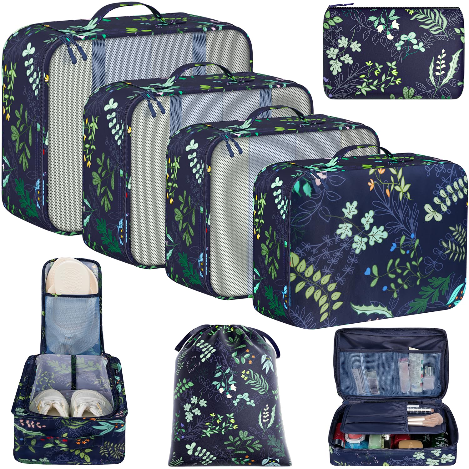 BAGAIL 8 Set Packing Cubes Luggage Packing Organizers for Travel Accessories-Blush Pink