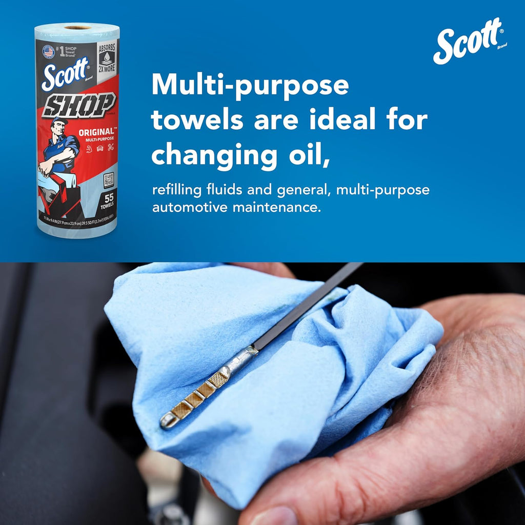 Scott Kimberly-Clark Professional Logistics Supply 75130KC Scott Shop Towels Blue 11 plug X 10,4 plug (27,9cm X 26,4cm), 1 Roll, 55 Per Pack | bike-oils