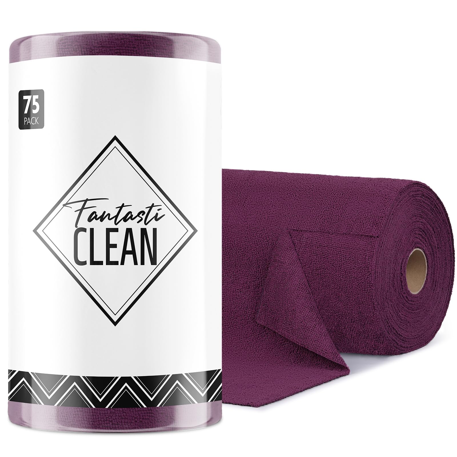 Fantasticlean Microfiber Cleaning Cloth Roll -75 Pack, 12" x 12" (Pink) | Reusable Alternative to Paper Towels, Ultra Absorbent, Lint-free Microfiber Towel Roll, for All-Purpose Cleaning
