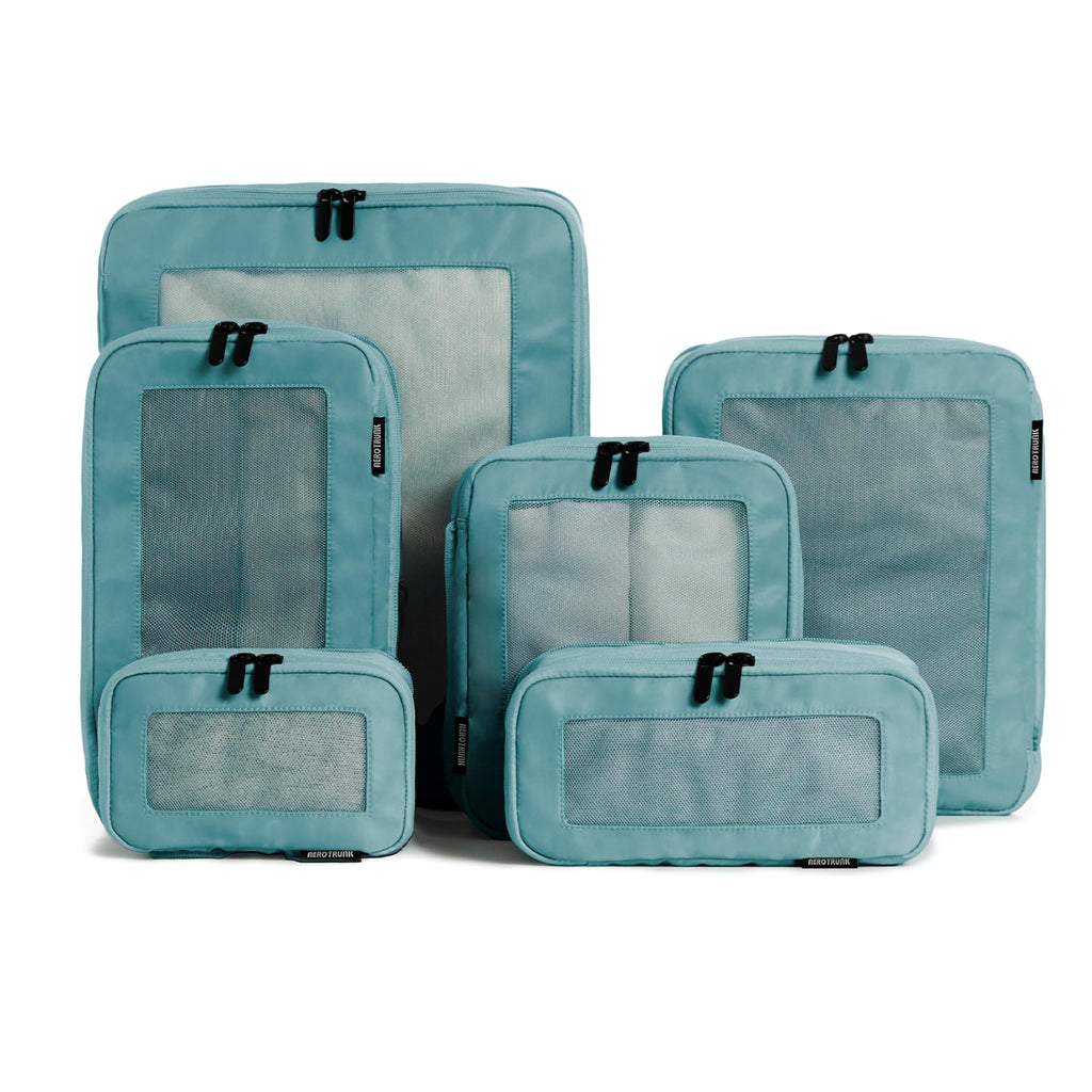 Compression Packing Cubes for Travel, 6-Pack, Beige | Solves overpacking, 6-Piece set fits most suitcases, 50% Space savings, Compression luggage organizer bags