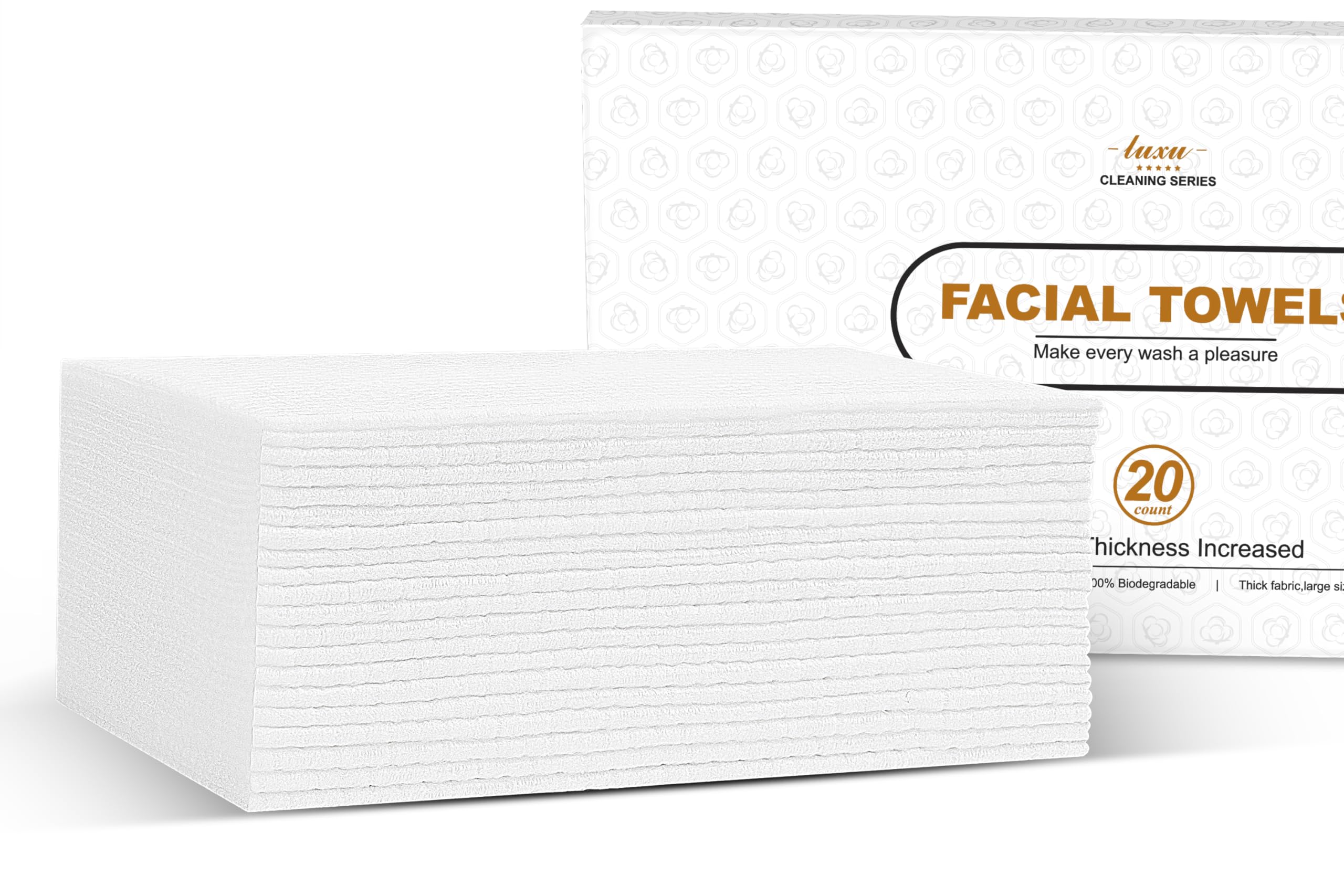 LUXU Face Towels,Ultra‑Soft Facial Towels,Extra Thick Disposable Face Towel | Thick Face Cloths for All Skin Types,Face Towels Disposable,Dry Wipes for Skincare,Makeup Remover and Cleansing-50 Count
