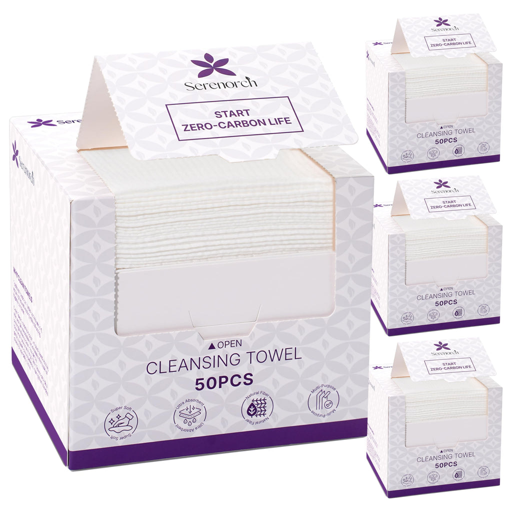 Disposable Face Towels XL, 50 Count | 10" x 12" Ultra Thick Facial Cleansing Cloths, Soft Dry Wipes for Sensitive Skin, Lint-Free Makeup Remover Towelettes