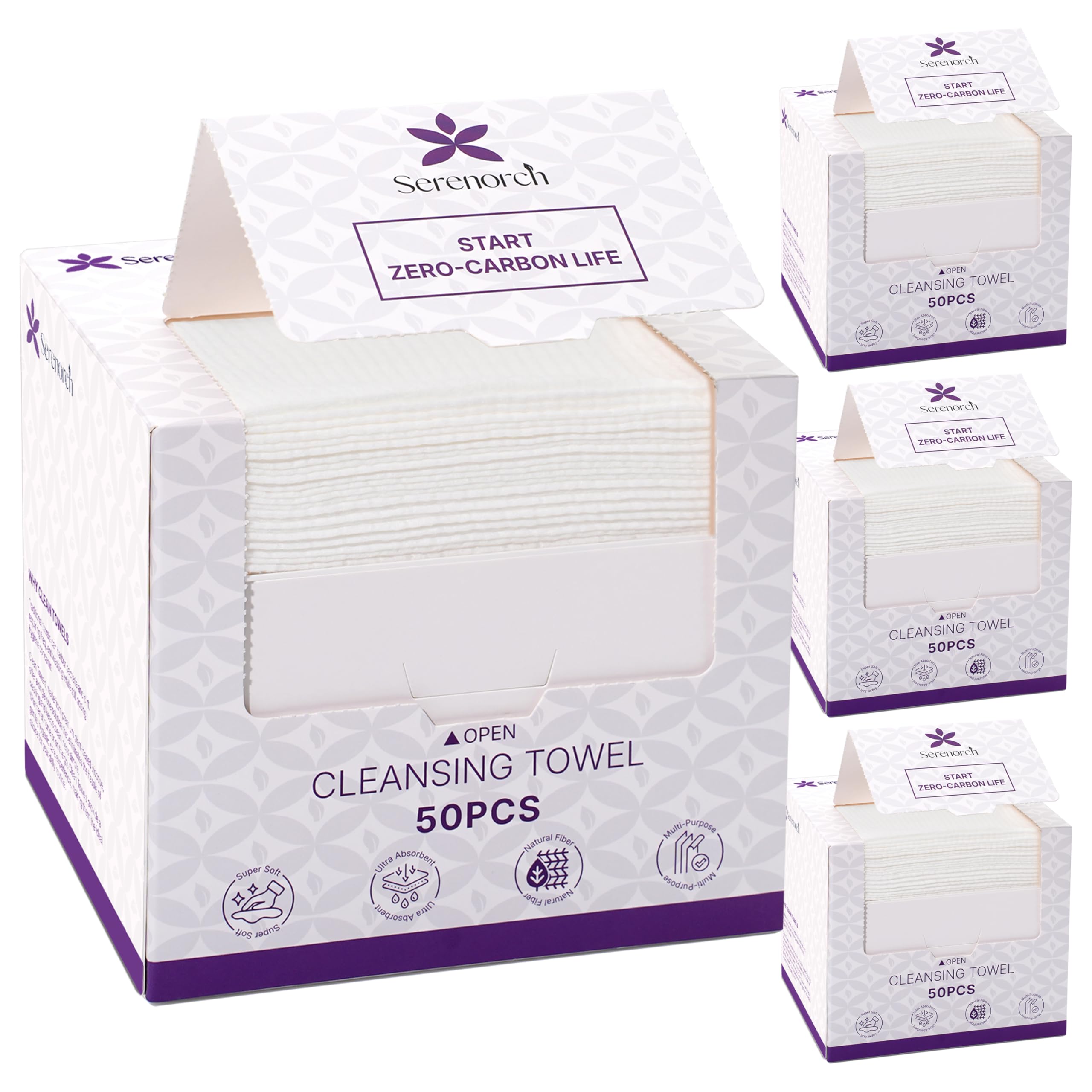 Disposable Face Towels XL, 50 Count | 10" x 12" Ultra Thick Facial Cleansing Cloths, Soft Dry Wipes for Sensitive Skin, Lint-Free Makeup Remover Towelettes