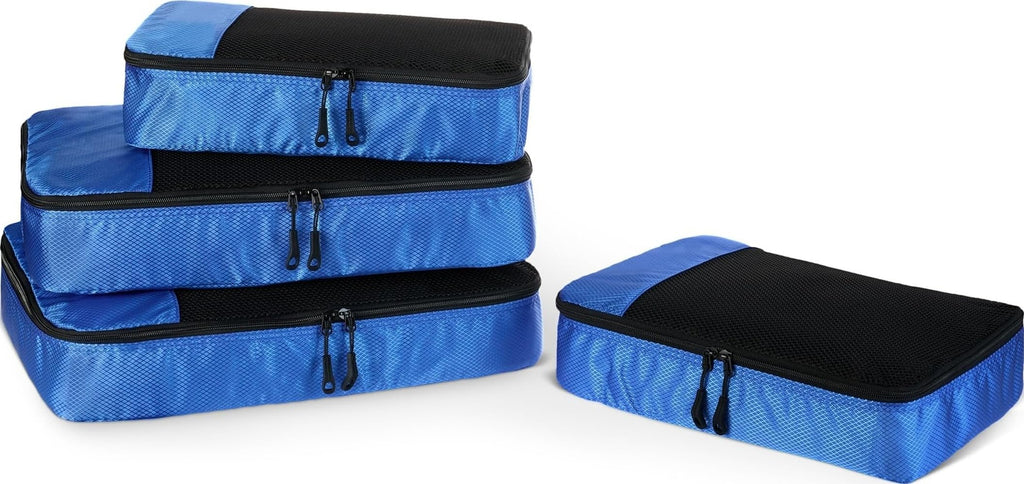 Amazon Essentials 4-Piece Packing Cubes Travel Accessories Set, Space-Saving Luggage Organizer with Double Zipper, Mesh Top Panel, Medium, Gray (Previously Amazon Basics)