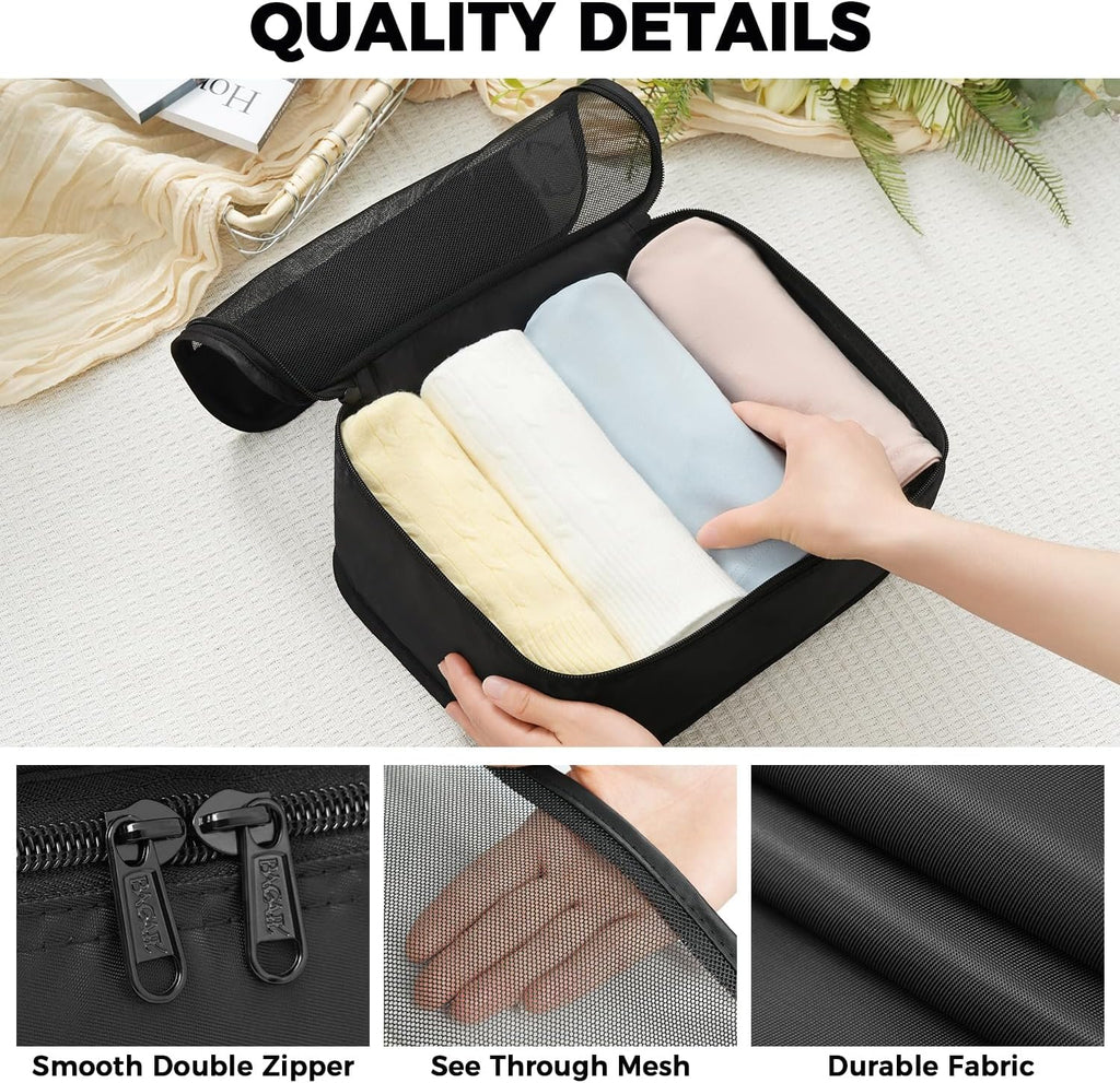 BAGAIL 9 Set Packing Cubes with Packing List Luggage Packing Organizers for Travel Accessories (Black)