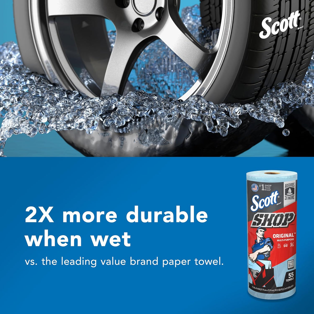 Scott Kimberly-Clark Professional Logistics Supply 75130KC Scott Shop Towels Blue 11 plug X 10,4 plug (27,9cm X 26,4cm), 1 Roll, 55 Per Pack | bike-oils