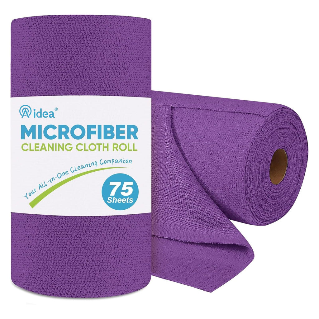 AIDEA Microfiber Cleaning Cloth Roll-50PK, Paper Towels Reusable 11.5×11.5" | Tear Away Towels, Washable Shop Rags, Microfiber Towels for Cars, Lint Free Rags for House, Kitchen, Window, Grey