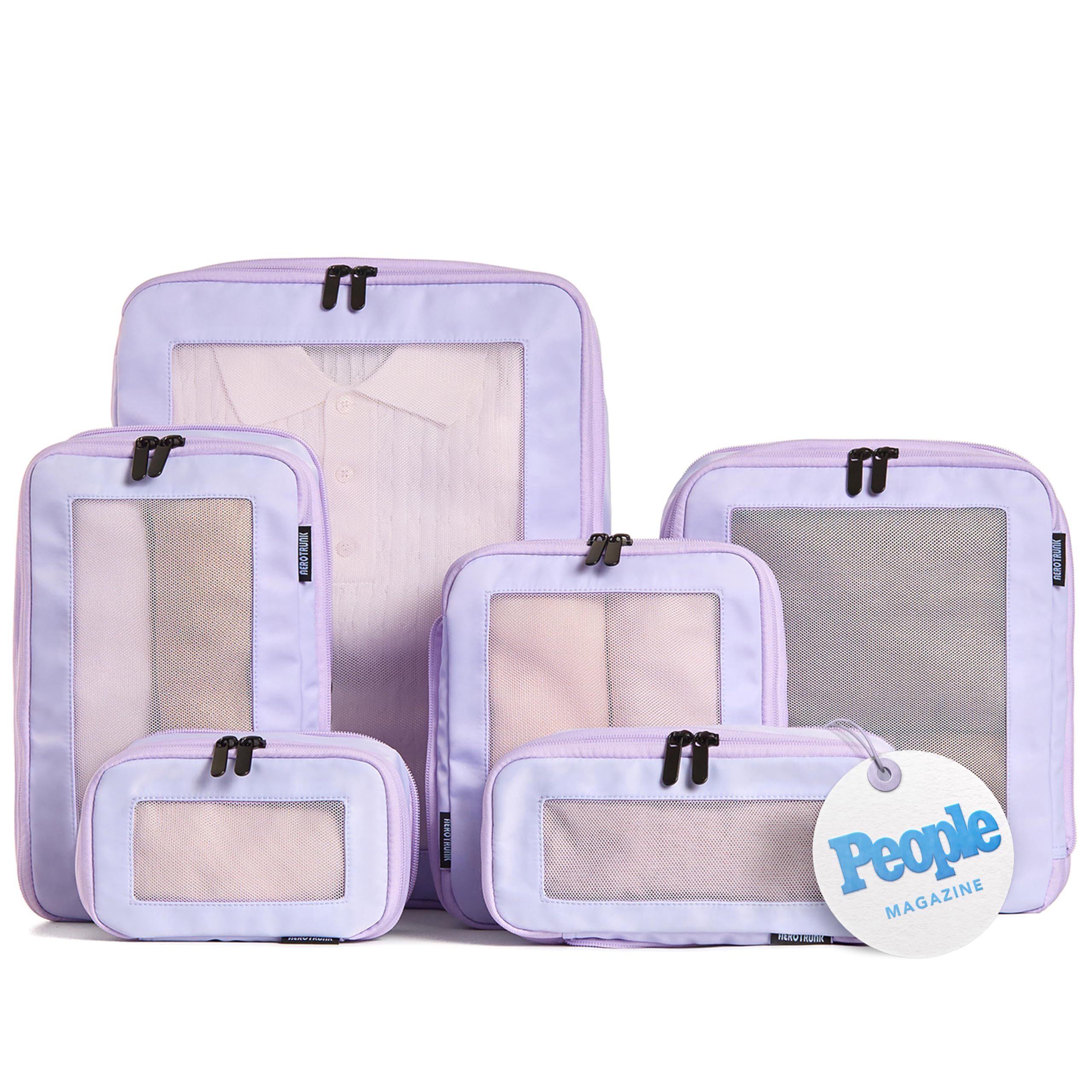 Compression Packing Cubes for Travel, 6-Pack, Beige | Solves overpacking, 6-Piece set fits most suitcases, 50% Space savings, Compression luggage organizer bags