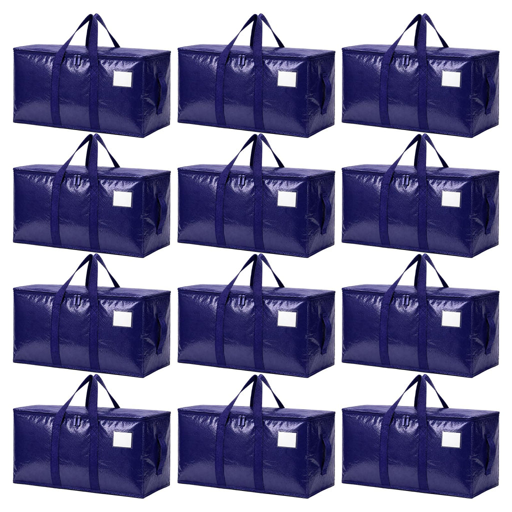 Songrey Extra Large Heavy Duty Moving Bags, 6 Pack, Dark Blue | Storage Bags with Zipper & Handles, Waterproof Totes Bags for Clothes Packing, Moving, College Supplies, Home Organization