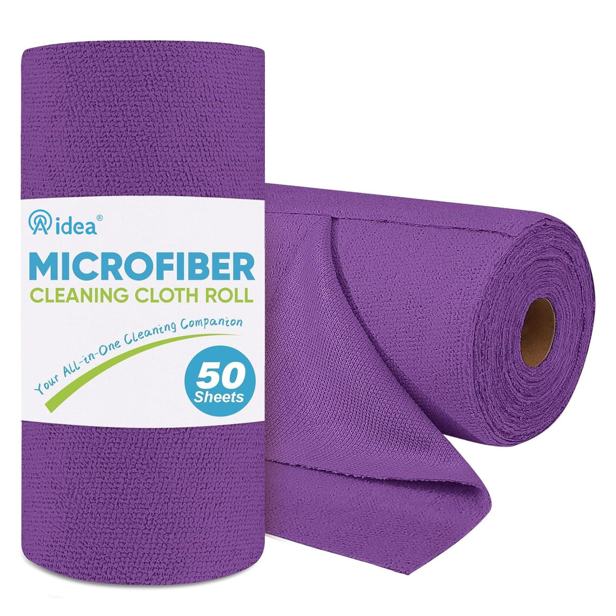 AIDEA Microfiber Cleaning Cloth Roll-50PK, Paper Towels Reusable 11.5×11.5" | Tear Away Towels, Washable Shop Rags, Microfiber Towels for Cars, Lint Free Rags for House, Kitchen, Window, Grey