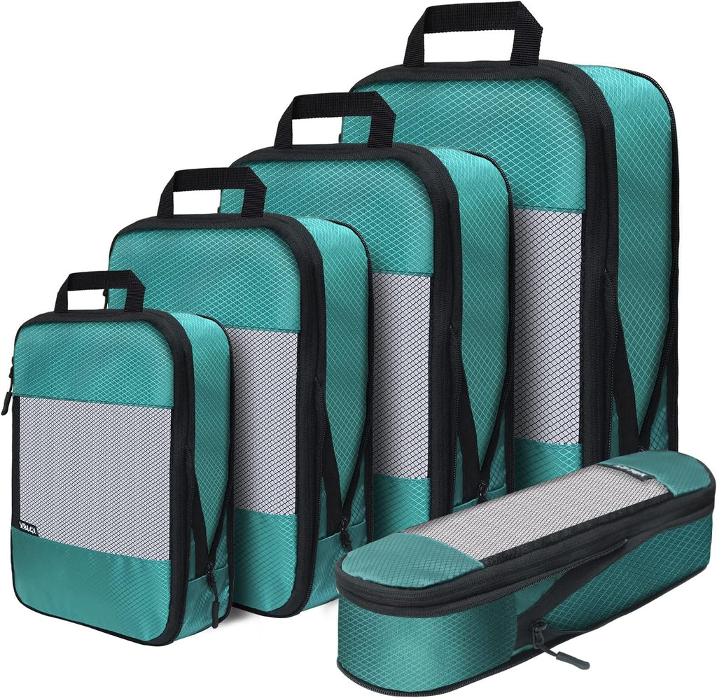 Compression Packing Cubes for Suitcases,5 Set Travel Essentials, Lightweight Luggage Organizer Bags, Travel Cubes for Carry on