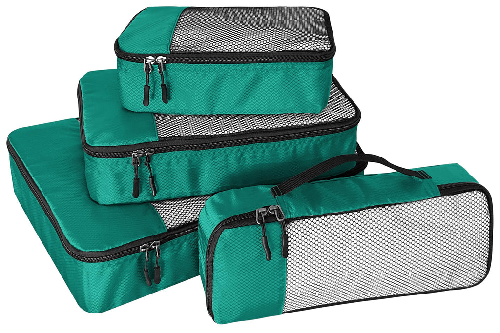 WTREE 4-Piece Packing Cubes Travel Accessories Set for Suitcases - Luggage Organizer Bags with Double Zipper - Mesh Top - Small/Medium/Large/Slim - Grey
