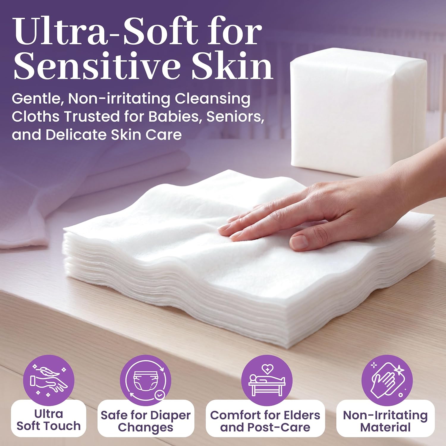 Disposable Dry Wipes, 100 Pack – Ultra Soft Non-Moistened Cleansing Cloths for Adults, Incontinence, Baby Care, Makeup Removal – 9.5" x 13.5" - Hospital Grade, Durable – by ProHeal