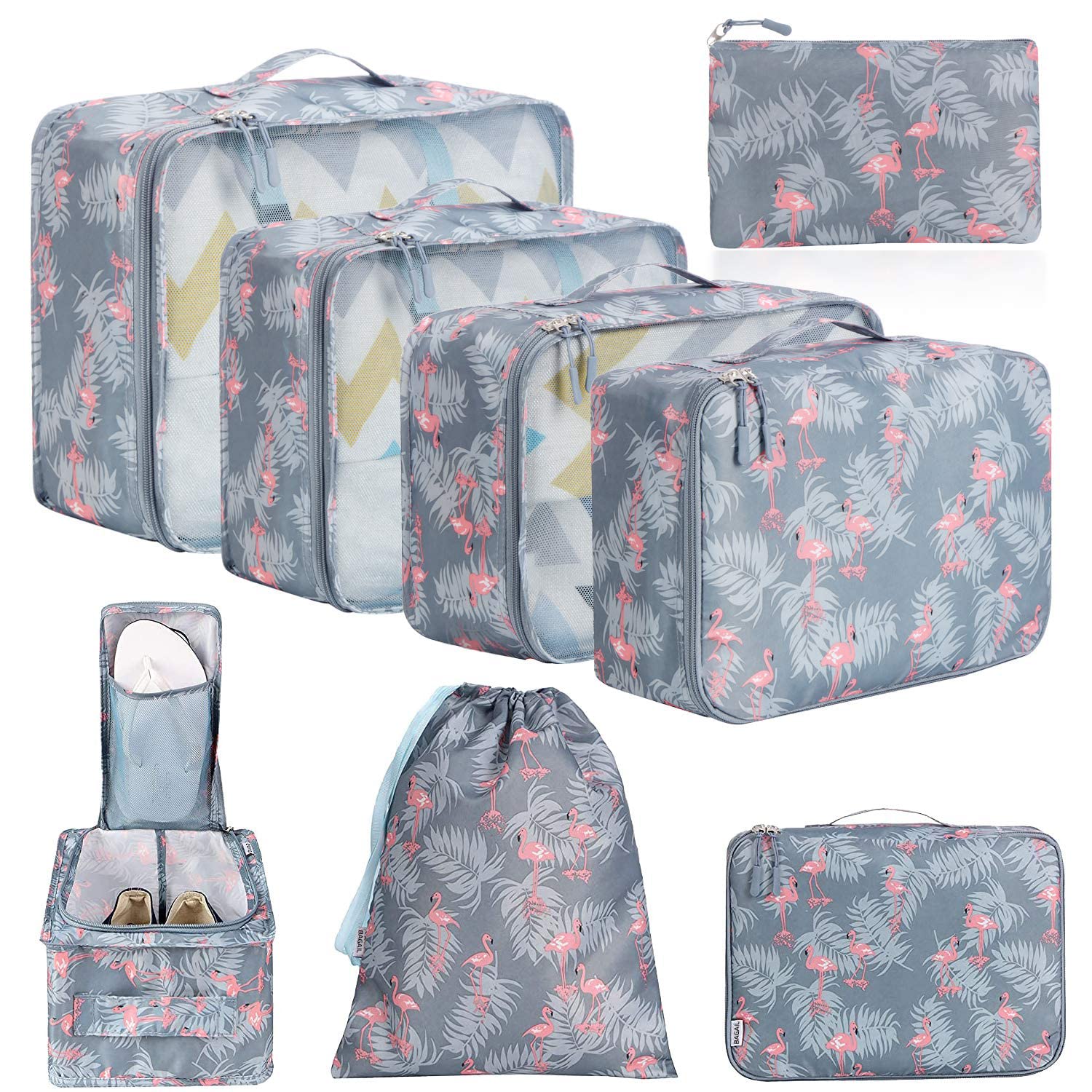 BAGAIL 8 Set Packing Cubes Luggage Packing Organizers for Travel Accessories-Blush Pink