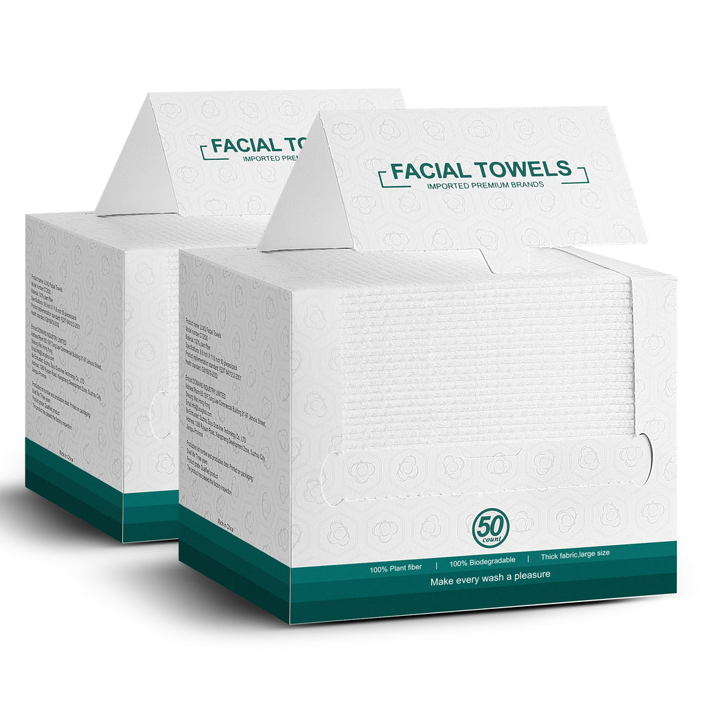 Face Towels,Facial Towels,Disposable Face Towel,10"x12"Face Cloths | Makeup Remover Face Towelettes Disposable,50 Count Disposable Face Cloths for All Skin Types,Ultra‑Soft Clean Face Towel