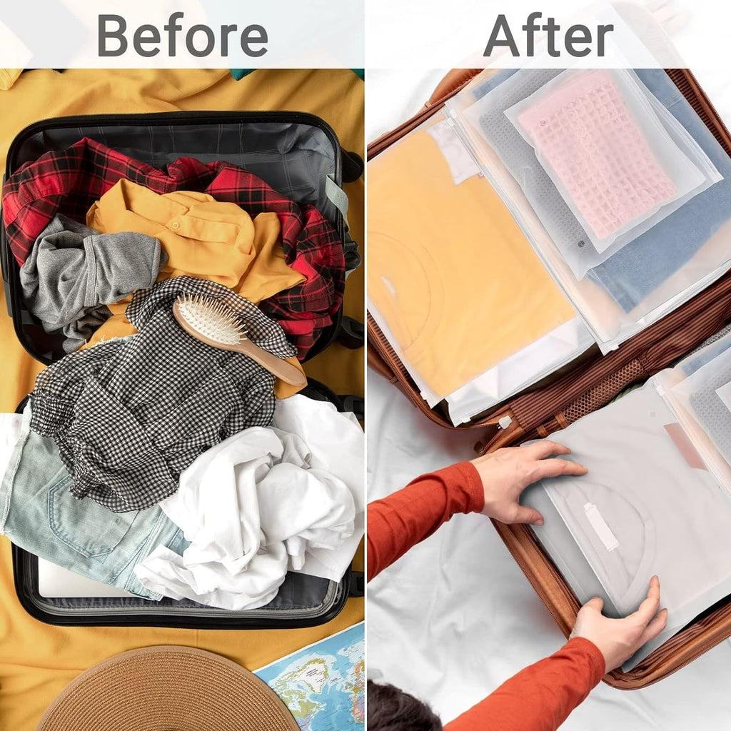 Frosted Zipper Bags for Clothes 25pcs, Plastic Shirt Bags for Packaging T-Shirt, Swimsuit, Bikini, Bathing Suit, 3 Mil, 9.8x7.8" with Vent Holes and Reinforced Sides