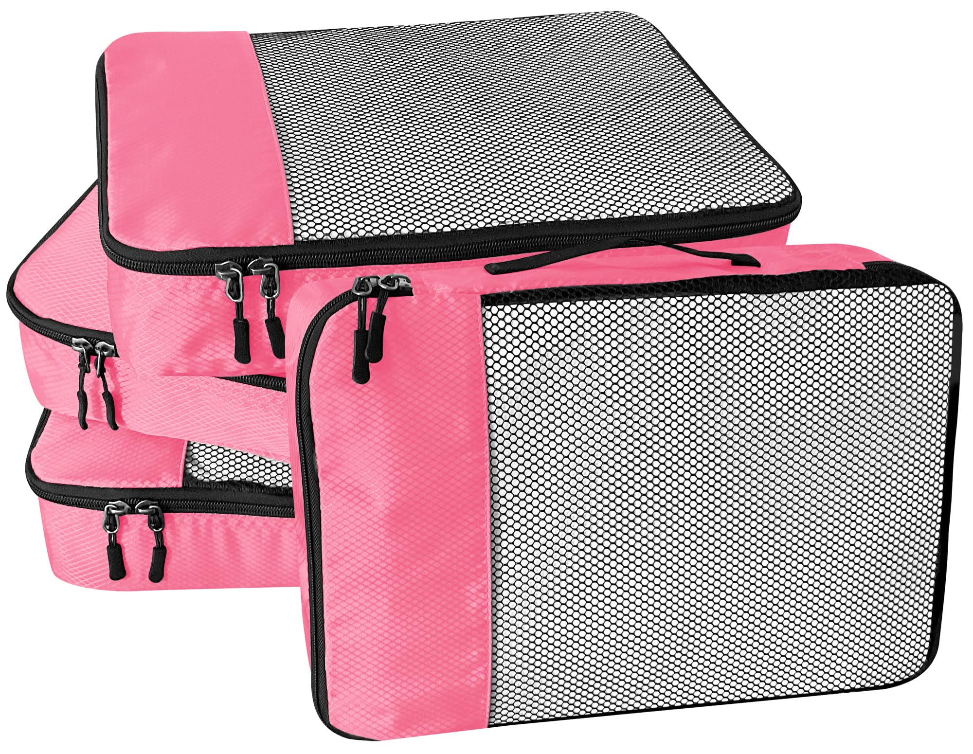 WTREE 4-Piece Packing Cubes Travel Accessories Set for Suitcases - Luggage Organizer Bags with Double Zipper - Mesh Top - Small/Medium/Large/Slim - Grey