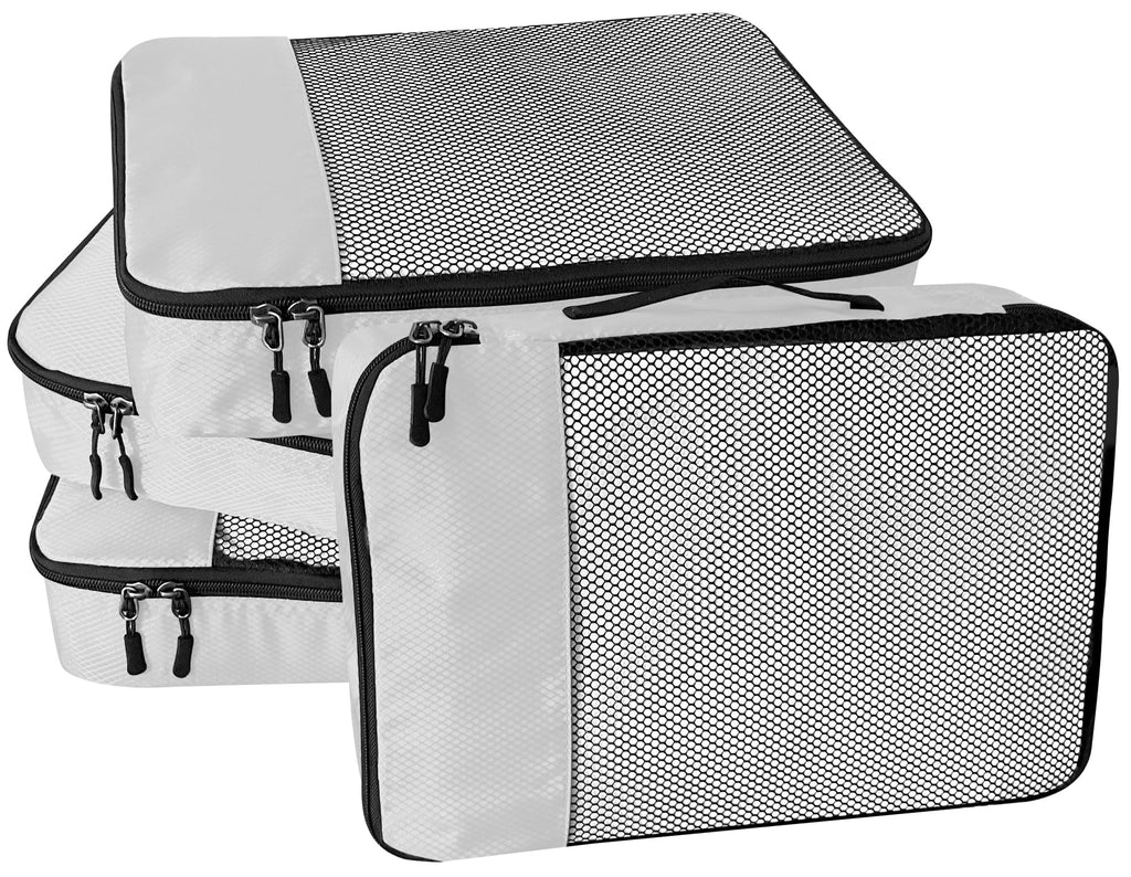 WTREE 4-Piece Packing Cubes Travel Accessories Set for Suitcases - Luggage Organizer Bags with Double Zipper - Mesh Top - Small/Medium/Large/Slim - Grey