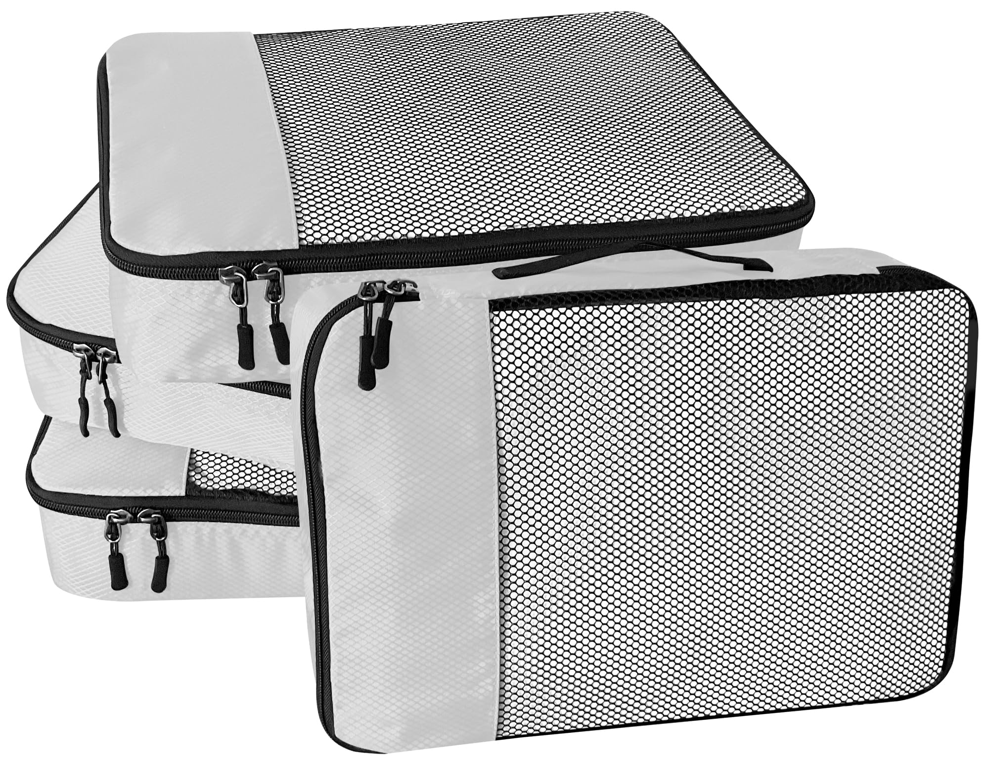 WTREE 4-Piece Packing Cubes Travel Accessories Set for Suitcases - Luggage Organizer Bags with Double Zipper - Mesh Top - Small/Medium/Large/Slim - Grey