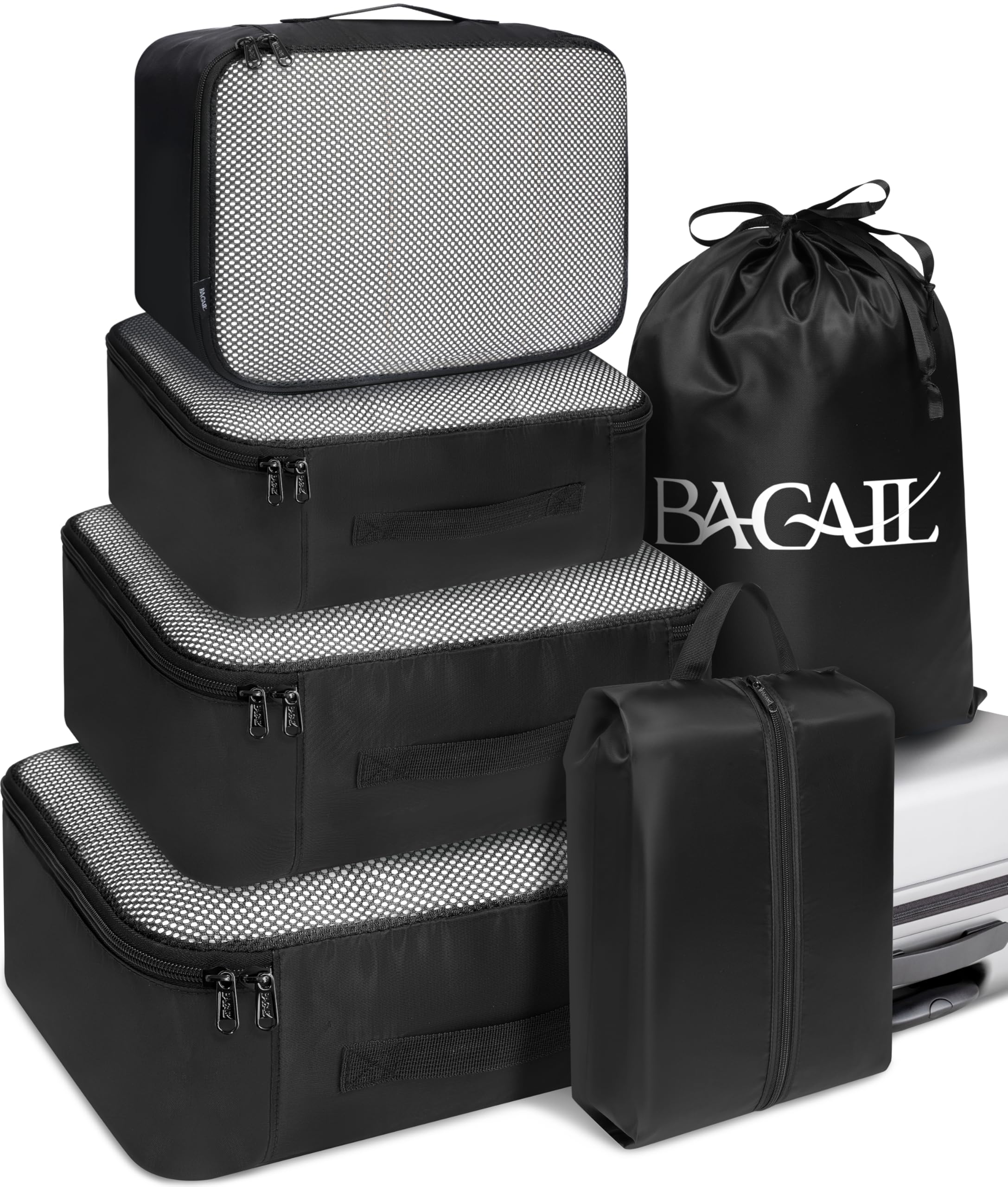 BAGAIL 8 Set Packing Cubes Luggage Packing Organizers for Travel Accessories-Blush Pink