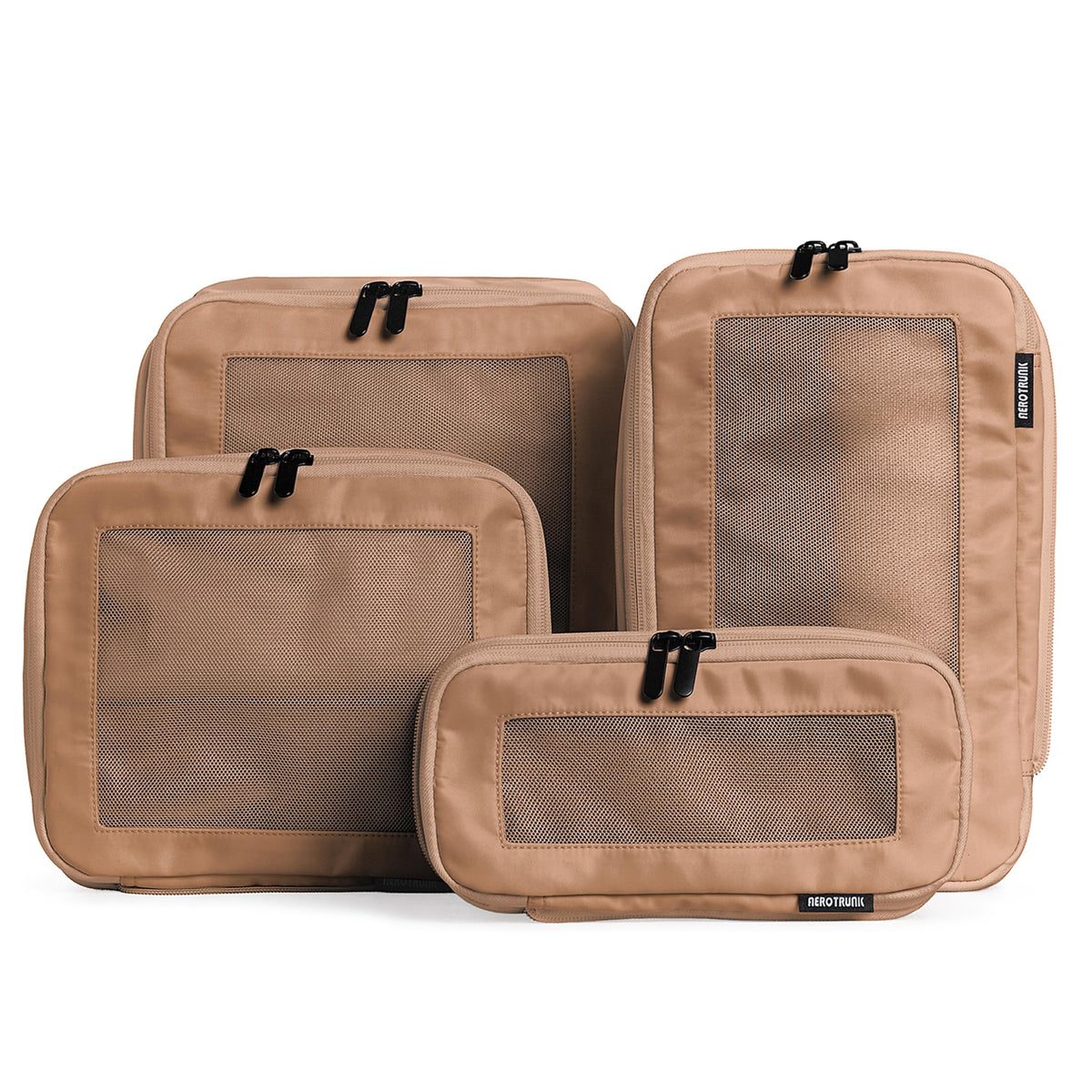 Compression Packing Cubes for Travel, 6-Pack, Beige | Solves overpacking, 6-Piece set fits most suitcases, 50% Space savings, Compression luggage organizer bags