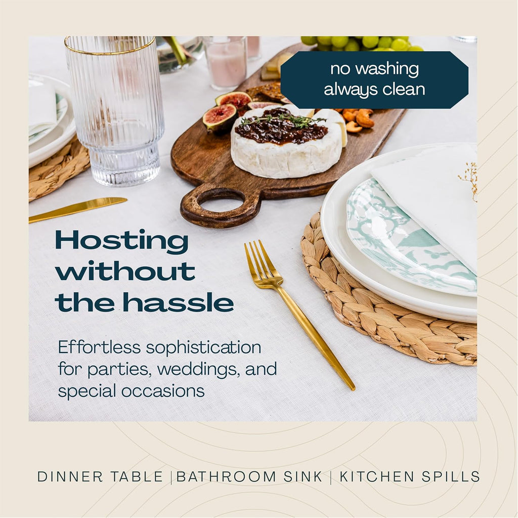 Disposable Linen-Feel Guest Towels - 12" x 17" Cloth-Like Hand Towels - Made In USA, Soft And Absorbent Paper Napkin For Bathroom, Kitchen, Or Event [Extra-Soft - Pack of 50], White