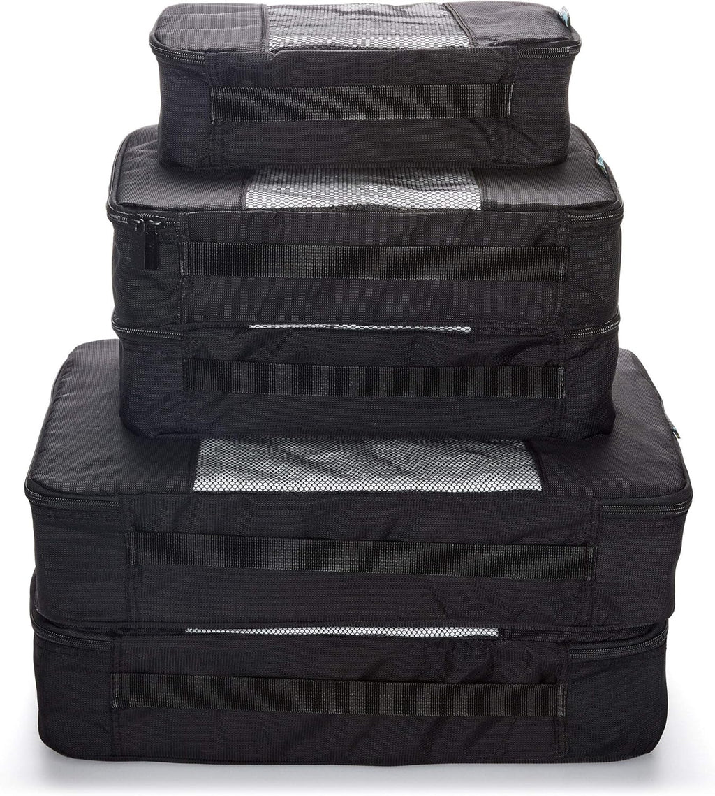 Travel Wise Packing Cubes for Travel - 5 Piece Set with Pattern Design, Lightweight Ripstop Nylon Luggage Organizers with Mesh Panel, Small Medium Large Sizes