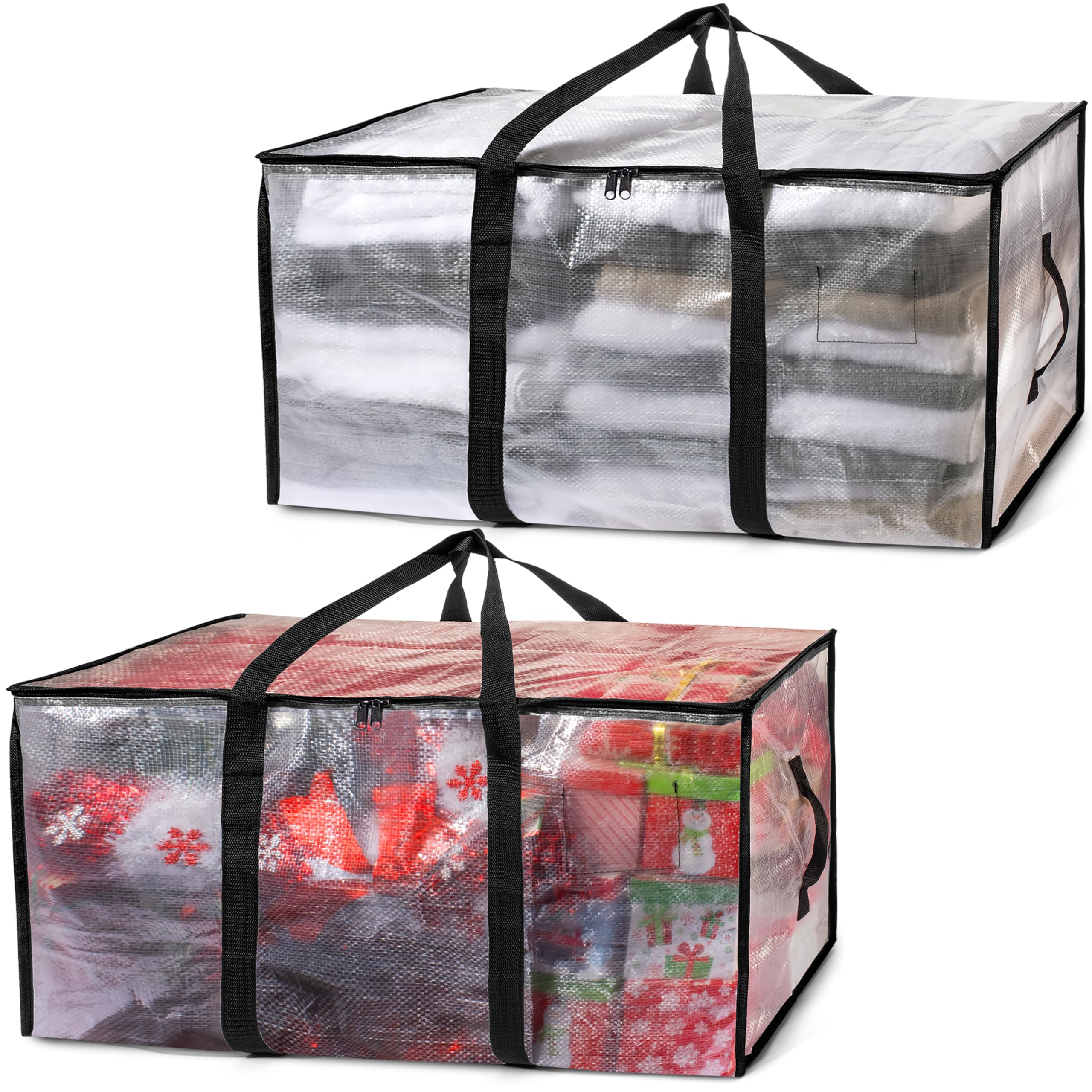 ClearSpace Heavy Duty Moving Bags - Water Resistant Storage Bags with Backpack Straps, Zippers and Handles - Large Moving Boxes for College Dorm, Travel, Closet Organization - 6 Pack, Clear | Heavy-duty moving bags with backpack straps, zippers, and handl