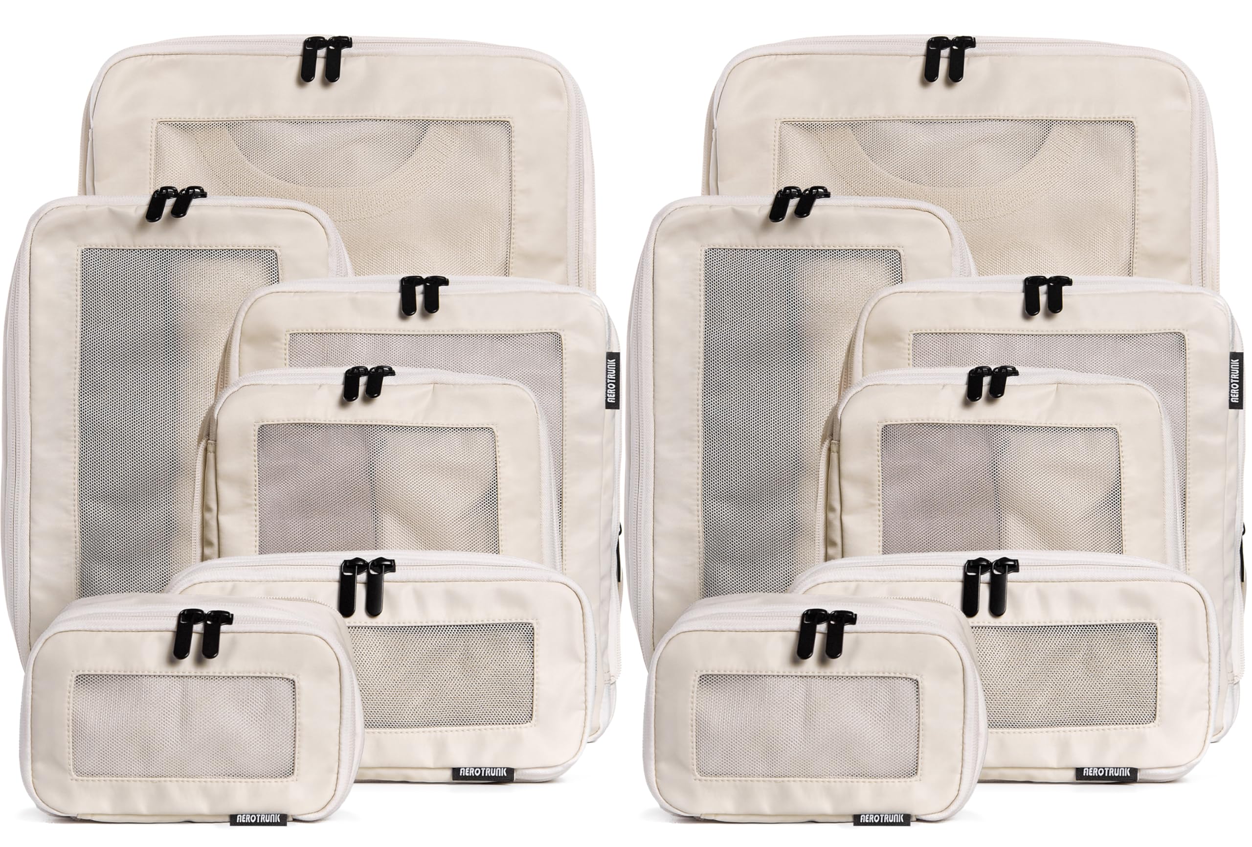 Compression Packing Cubes for Travel, 6-Pack, Beige | Solves overpacking, 6-Piece set fits most suitcases, 50% Space savings, Compression luggage organizer bags
