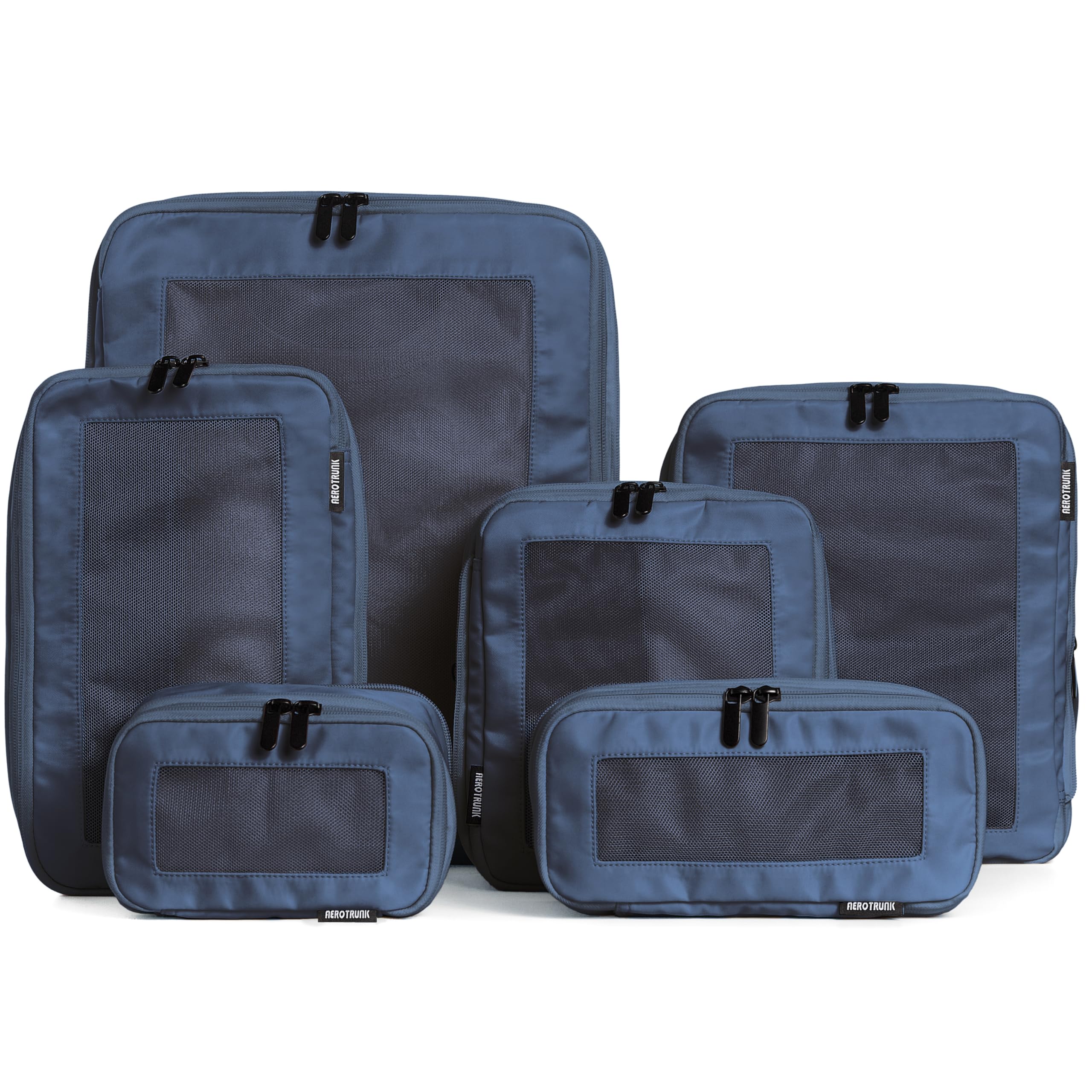 Compression Packing Cubes for Travel, 6-Pack, Beige | Solves overpacking, 6-Piece set fits most suitcases, 50% Space savings, Compression luggage organizer bags