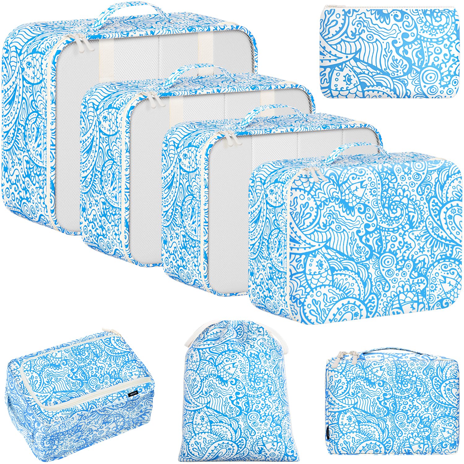 BAGAIL 8 Set Packing Cubes Luggage Packing Organizers for Travel Accessories-Blush Pink