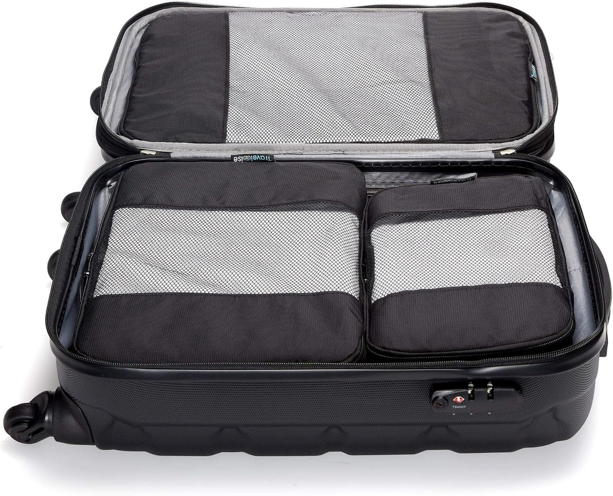 Travel Wise Packing Cubes for Travel - 5 Piece Set with Pattern Design, Lightweight Ripstop Nylon Luggage Organizers with Mesh Panel, Small Medium Large Sizes