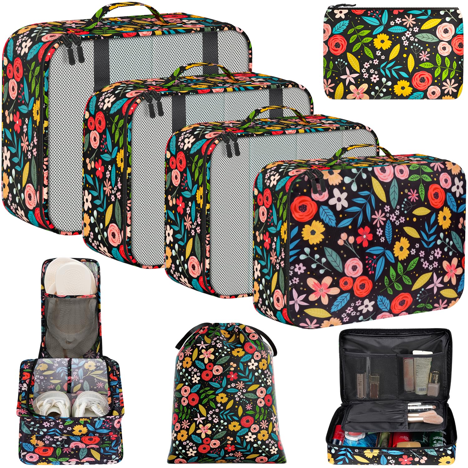 BAGAIL 8 Set Packing Cubes Luggage Packing Organizers for Travel Accessories-Blush Pink